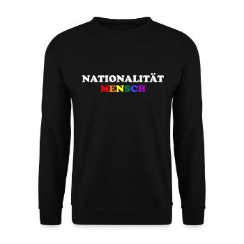 Nationalität Mensch - Unisex Pullover - Schwarz - Vorne - Alina (178cm) & Michal (187cm)