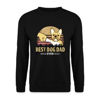 Best Französische Bulldogge Papa Vintage Hundepapa - Unisex Pullover - Schwarz - Vorne - Alina (178cm) & Michal (187cm)