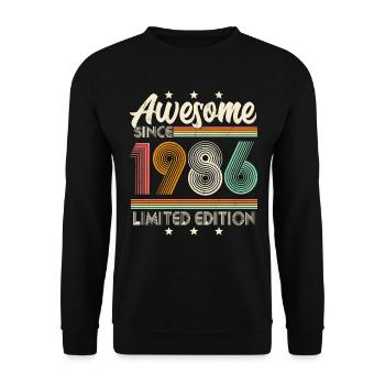 35 Anniversaire Vintage 1986 naissance rétro - Sweat-shirt Unisexe - noir - Devant - Alina (178cm) & Michal (187cm)