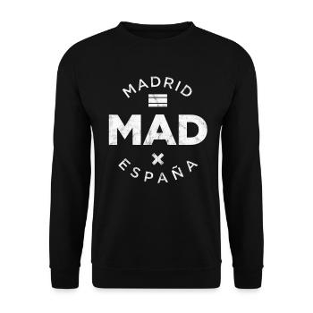 MAD, Madrid Spain - Unisex Sweatshirt - black - Front - Alina (178cm) & Michal (187cm)