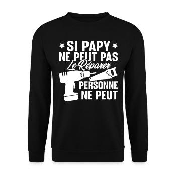 Si Papy ne peut pas le Réparer personne ne peut - Sweat-shirt Unisexe - noir - Devant - Alina (178cm) & Michal (187cm)
