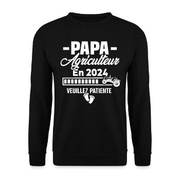 2024 Papa Agriculteur Agriculture Bébé Naissance - Sweat-shirt Unisexe - noir - Devant - Alina (178cm) & Michal (187cm)
