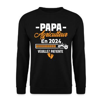 2024 Papa Agriculteur Agriculture Bébé Naissance - Sweat-shirt Unisexe - noir - Devant - Alina (178cm) & Michal (187cm)