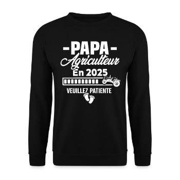 2025 Papa Agriculteur Agriculture Bébé Naissance - Sweat-shirt Unisexe - noir - Devant - Alina (178cm) & Michal (187cm)