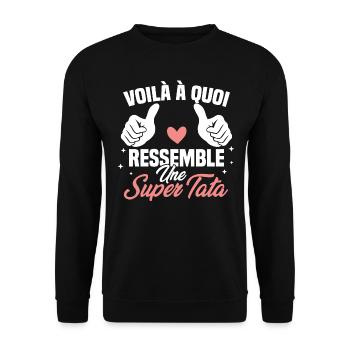 Voilà à quoi ressemble une super tata - Sweat-shirt Unisexe - noir - Devant - Alina (178cm) & Michal (187cm)