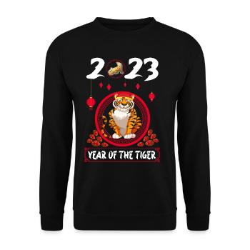 Year of the Tiger 2023 - Chinesisches Neujahrsfest - Unisex Pullover - Schwarz - Vorne - Alina (178cm) & Michal (187cm)