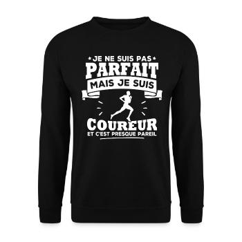 Pas parfait mais je suis coureur - Sweat-shirt Unisexe - noir - Devant - Alina (178cm) & Michal (187cm)