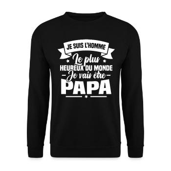 Je vais être papa, Cadeau futur papa - Sweat-shirt Unisexe - noir - Devant - Alina (178cm) & Michal (187cm)