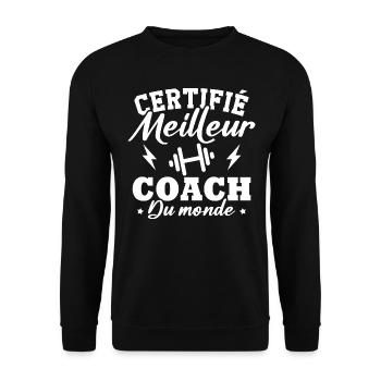 Certifié meilleur coach du monde - Sweat-shirt Unisexe - noir - Devant - Alina (178cm) & Michal (187cm)