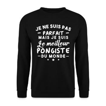 Pas parfait mais je suis le meilleur pongiste - Sweat-shirt Unisexe - noir - Devant - Alina (178cm) & Michal (187cm)
