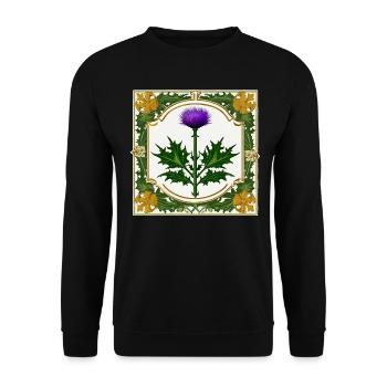 Distel als Wappen III - Unisex Pullover - Schwarz - Vorne - Alina (178cm) & Michal (187cm)