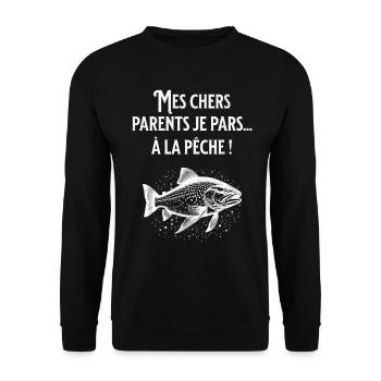 Pfirsich-Humor - Unisex Pullover - Schwarz - Vorne - Alina (178cm) & Michal (187cm)