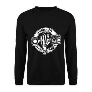 Hubraum statt Elektroschrott - Auto Motorrad Tunin - Unisex Pullover - Schwarz - Vorne - Alina (178cm) & Michal (187cm)