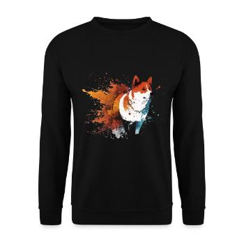 Akita Inu Hund Bunte Farben Regenbogen Kunst - Unisex Pullover - Schwarz - Vorne - Alina (178cm) & Michal (187cm)