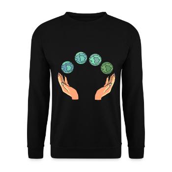 Rette die Erde Umweltschützer - Unisex Pullover - Schwarz - Vorne - Alina (178cm) & Michal (187cm)