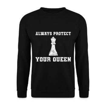 Always Protect Your Queen Schachmeister - Unisex Pullover - Schwarz - Vorne - Alina (178cm) & Michal (187cm)