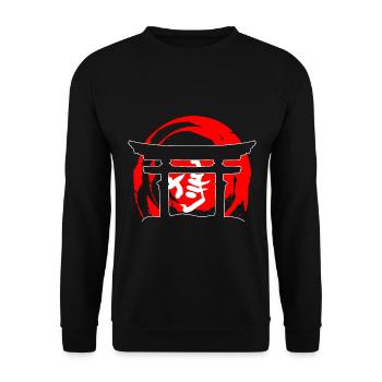 Tori Gate Japanischer Tourist - Unisex Pullover - Schwarz - Vorne - Alina (178cm) & Michal (187cm)