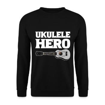 Lustiger Ukelele -Liebhaber Ukelele -Spieler - Unisex Pullover - Schwarz - Vorne - Alina (178cm) & Michal (187cm)