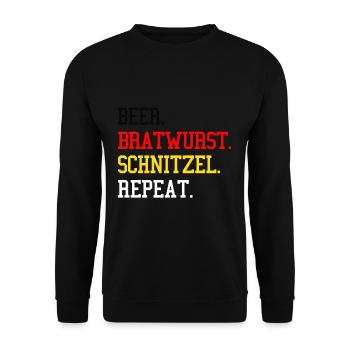 Bière-Bratwurst-Schnitzel Répéter les grillades allemandes - Sweat-shirt Unisexe - noir - Devant - Alina (178cm) & Michal (187cm)