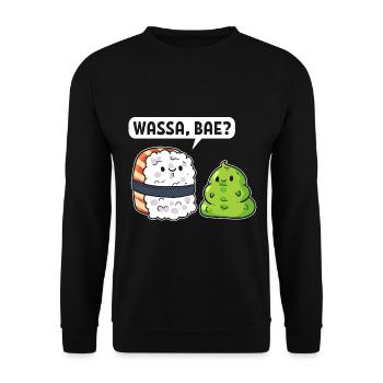Wassa, Bae? Sushi Koch - Unisex Pullover - Schwarz - Vorne - Alina (178cm) & Michal (187cm)
