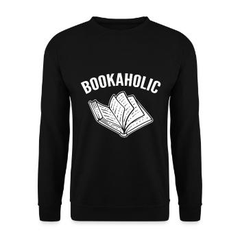 Bookaholic Buchbinder Bücherwurm - Unisex Pullover - Schwarz - Vorne - Alina (178cm) & Michal (187cm)