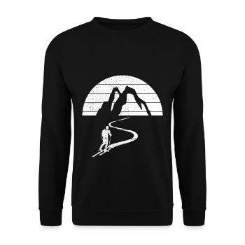 Tourenski Wintersport Berg Skifahrer Geschenk Skit - Unisex Pullover - Schwarz - Vorne - Alina (178cm) & Michal (187cm)