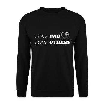 Love god love others Jesus Christ - Unisex Sweatshirt - black - Front - Alina (178cm) & Michal (187cm)