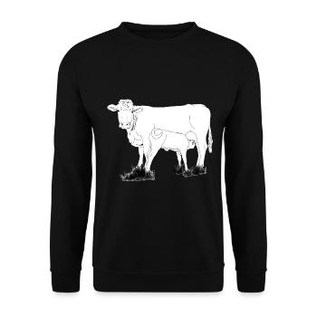 Cow with calf lineart - Unisex Sweatshirt - black - Front - Alina (178cm) & Michal (187cm)