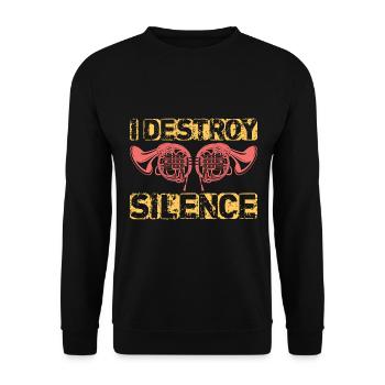Je détruis le silence Français corne - Sweat-shirt Unisexe - noir - Devant - Alina (178cm) & Michal (187cm)