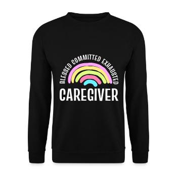 Stolze Pflegekraft Pflegehelferin - Unisex Pullover - Schwarz - Vorne - Alina (178cm) & Michal (187cm)