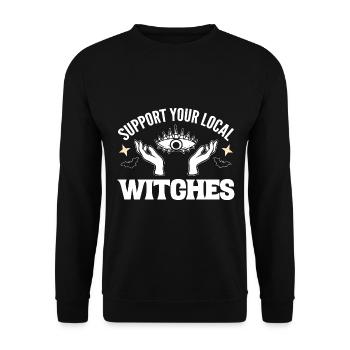 Support Your Local Witches Tarotkartenleser - Unisex Pullover - Schwarz - Vorne - Alina (178cm) & Michal (187cm)