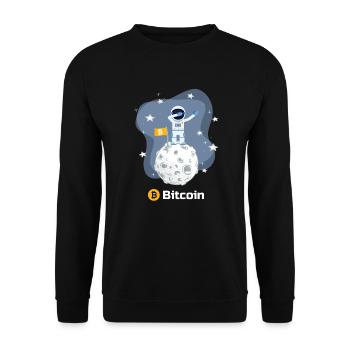 funny crypto Bitcoin moon astronaut dabbing - Unisex Sweatshirt - black - Front - Alina (178cm) & Michal (187cm)