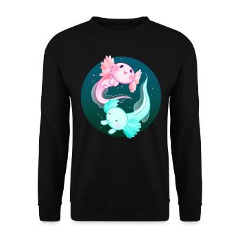 Axolotl Yin Yang - Sweat-shirt Unisexe - noir - Devant - Alina (178cm) & Michal (187cm)