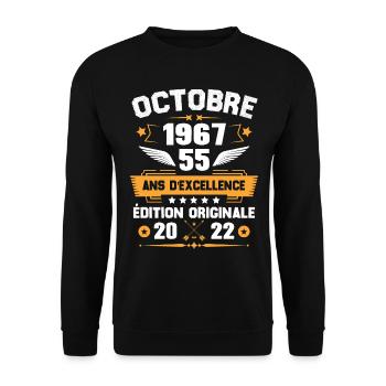 Octobre 1967 Idée Cadeau D'anniversaire 55 Ans - Sweat-shirt Unisexe - noir - Devant - Alina (178cm) & Michal (187cm)