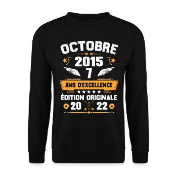 Octobre 2015 Idée Cadeau D'anniversaire 7 Ans - Sweat-shirt Unisexe - noir - Devant - Alina (178cm) & Michal (187cm)