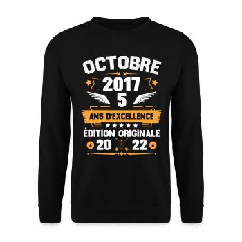 Octobre 2017 Idée Cadeau D'anniversaire 5 Ans - Sweat-shirt Unisexe - noir - Devant - Alina (178cm) & Michal (187cm)