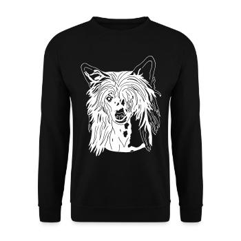 Chinesischer Schopfhund - Unisex Pullover - Schwarz - Vorne - Alina (178cm) & Michal (187cm)