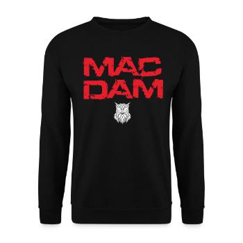 Mac Dam Logo - Unisex Pullover - Schwarz - Vorne - Alina (178cm) & Michal (187cm)