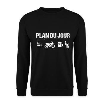 Plan du jour motocross cadeau humour moto - Sweat-shirt Unisexe - noir - Devant - Alina (178cm) & Michal (187cm)
