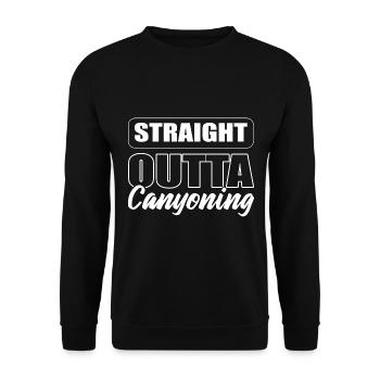 Straight Outta Canyoning Canyoneer - Unisex Pullover - Schwarz - Vorne - Alina (178cm) & Michal (187cm)