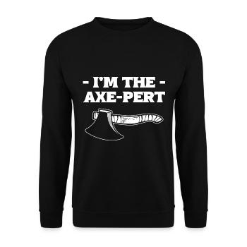 LustigersAxt werfen Axtwerfer - Unisex Pullover - Schwarz - Vorne - Alina (178cm) & Michal (187cm)
