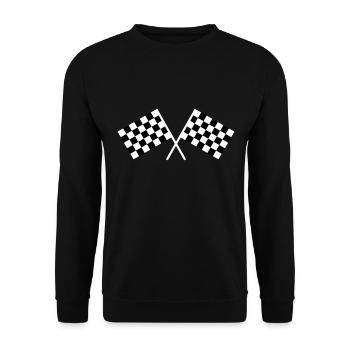 Autorennen Flaggen - Unisex Pullover - Schwarz - Vorne - Alina (178cm) & Michal (187cm)