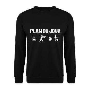 Plan du jour tir sportif chasse tir humour - Sweat-shirt Unisexe - noir - Devant - Alina (178cm) & Michal (187cm)