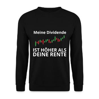 Dividende vs Rente I Börse Aktien - Unisex Pullover - Schwarz - Vorne - Alina (178cm) & Michal (187cm)