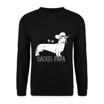 Dackel Papa Hundeliebhaber Dachshund Vatertag - Unisex Pullover - Schwarz - Vorne - Alina (178cm) & Michal (187cm)