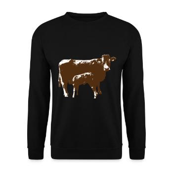 Vache avec veau - Sweat-shirt Unisexe - noir - Devant - Alina (178cm) & Michal (187cm)