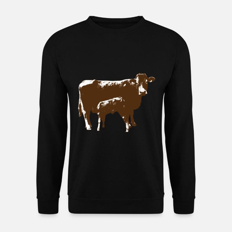 Kuh mit Kalb - Unisex Pullover - Schwarz