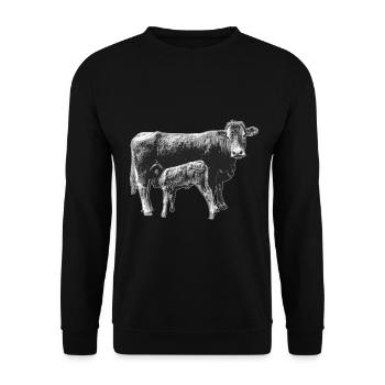Vache avec veau - Sweat-shirt Unisexe - noir - Devant - Alina (178cm) & Michal (187cm)