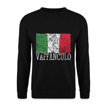 Funny Italian Italy Vaffanculo hand gesture - Unisex Sweatshirt - black - Front - Alina (178cm) & Michal (187cm)