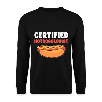 Certified Hotdogologist Wurstverkäufer - Unisex Pullover - Schwarz - Vorne - Alina (178cm) & Michal (187cm)